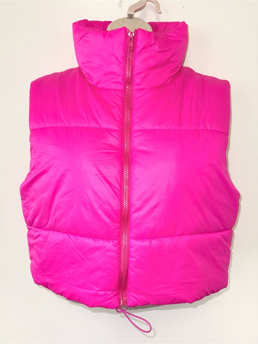 (Small) Hot Pink Cropped Puffer Vest